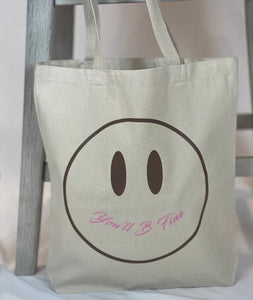 Smiley Tote: Brown and Pink