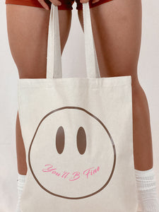 Smiley Tote: Brown and Pink